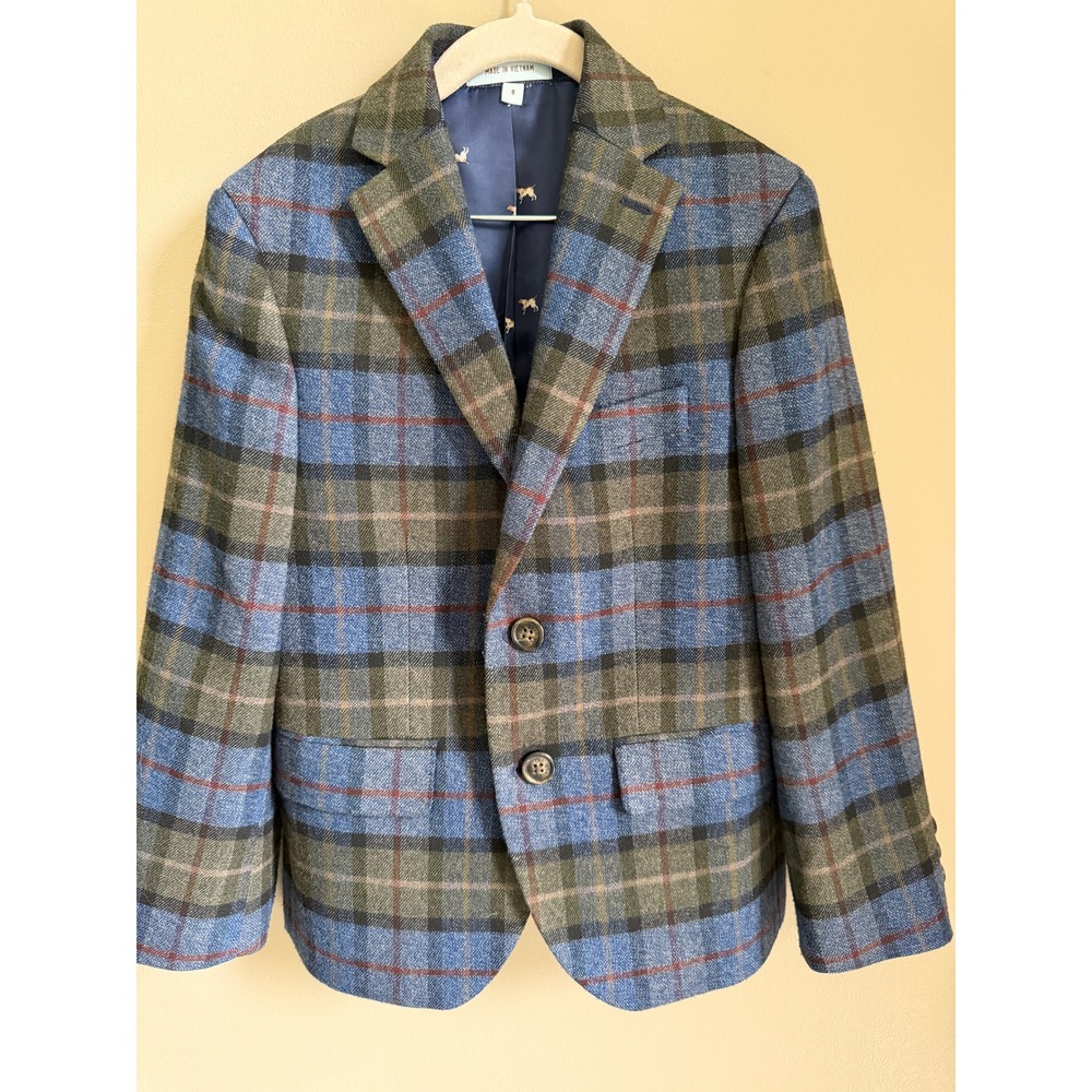 Class Club Boys Modern Fit Plaid Blazer Size 8 Preppy